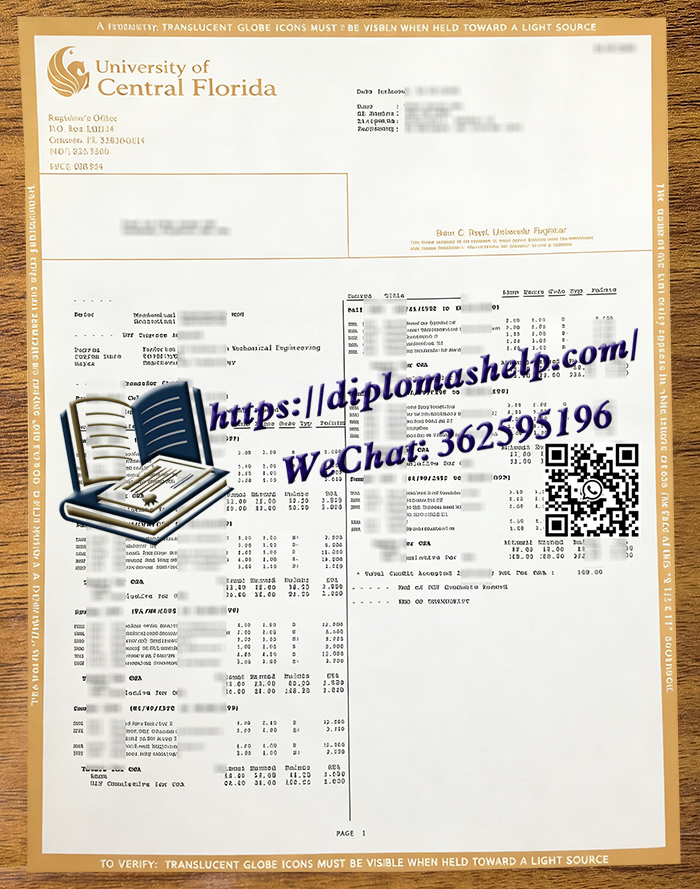 中佛罗里达大学成绩单