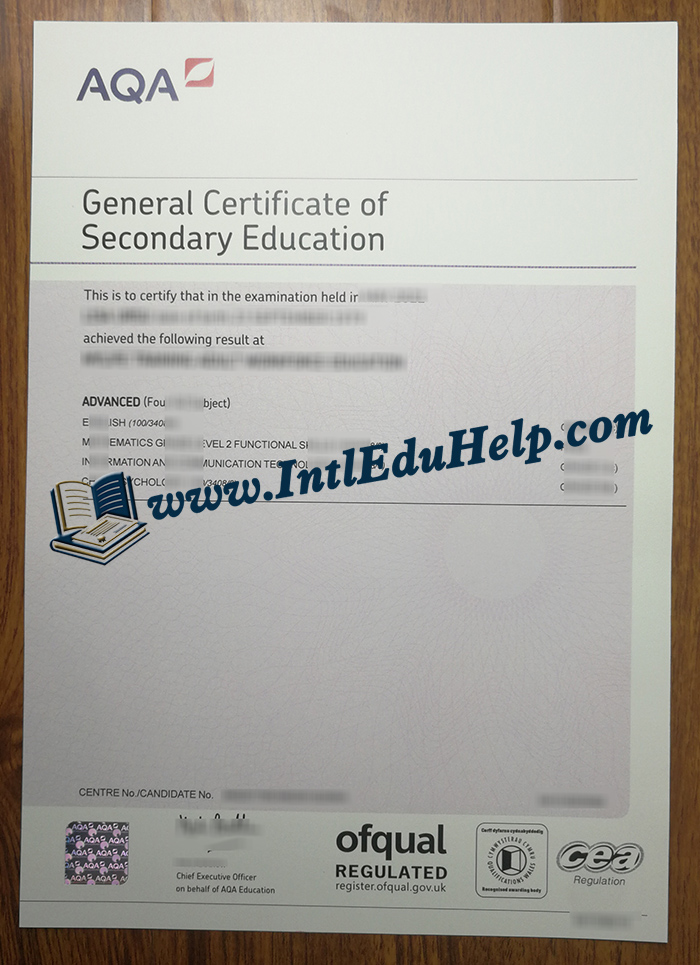 AQA GCSE certificate