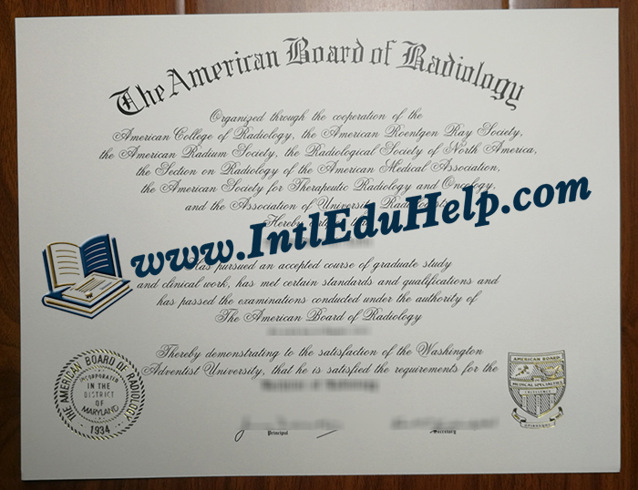 American Board of Radiology certificate