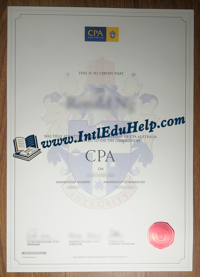 CPA Australia certificate