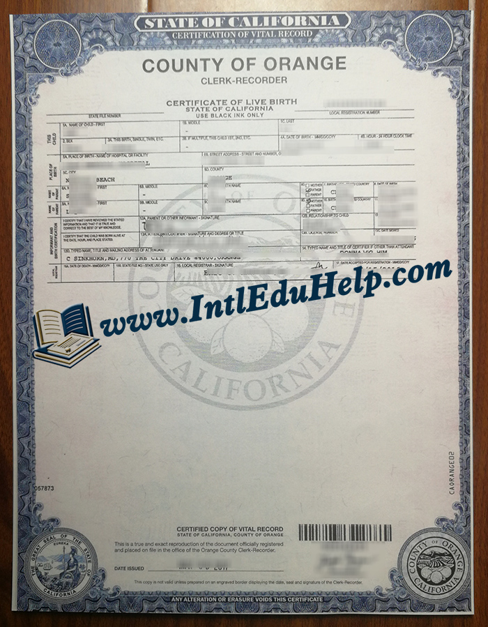 California Birth certificate