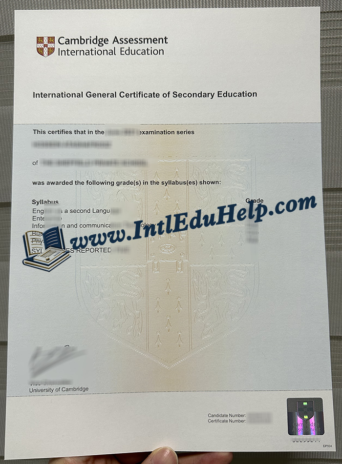 Cambridge IGCSE certificate