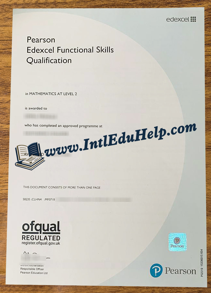 Edexcel Functional Skills Mathematics certificate