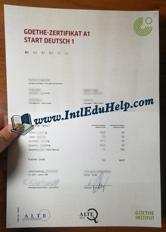 Goethe Zertifikat A1