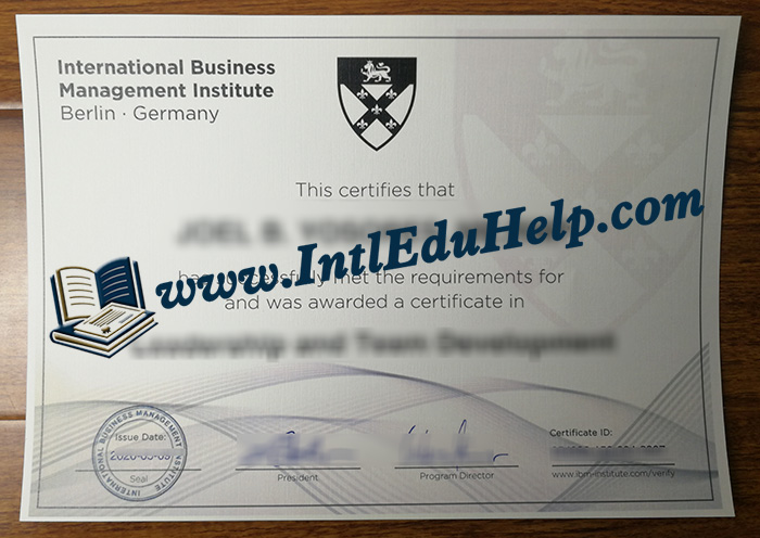 International Business Management Institute certificate