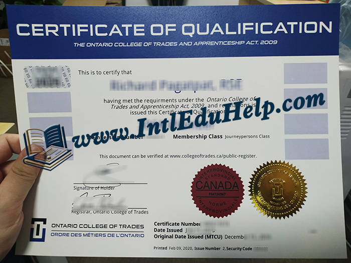 Ontario College of Trades Certificate