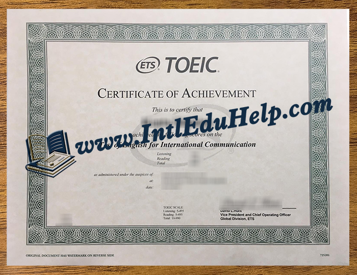 TOEIC certificate