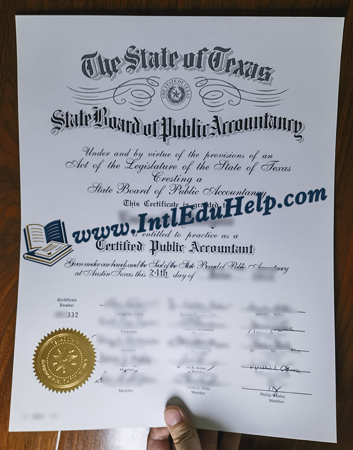 Texas CPA certificate