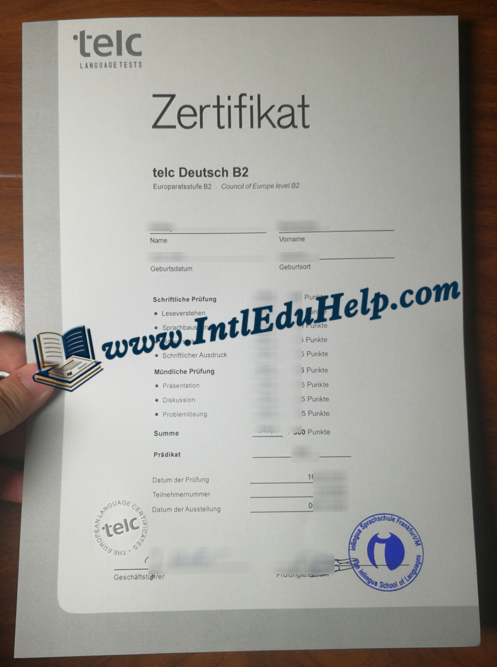 Zertifikat telc Deutsch B2