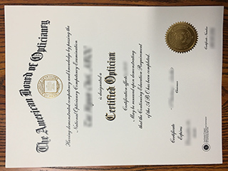 American Board of Opticianry certificate