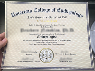 American College of Embryology certificate