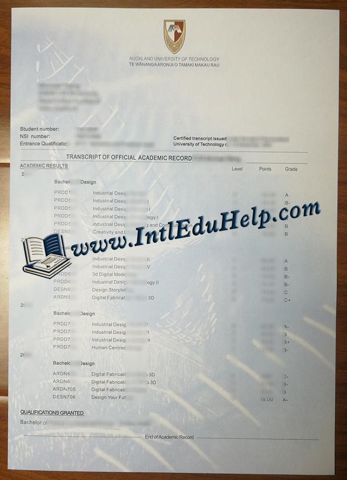 Auckland University of Technology transcript