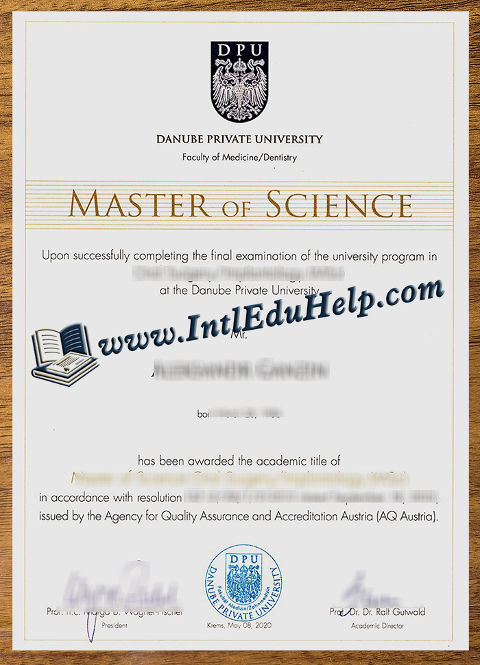 Danube Private University diploma