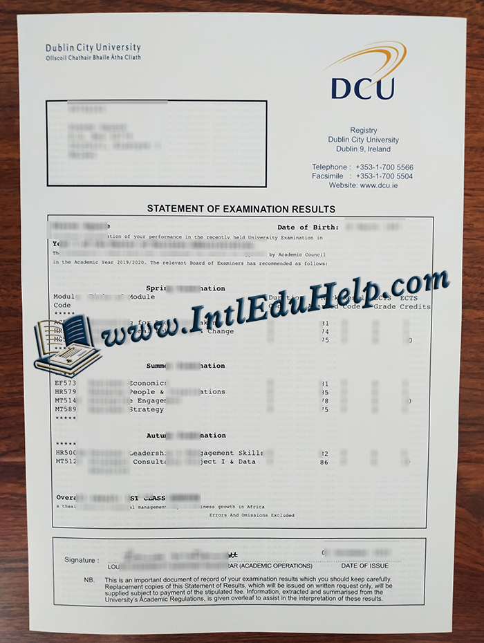 Dublin City University transcript