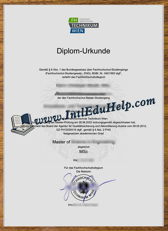 FH Technikum Wien diploma
