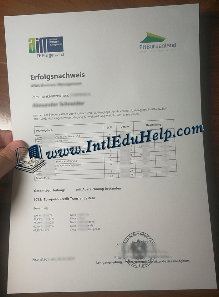 Fachhochschule Burgenland transcript