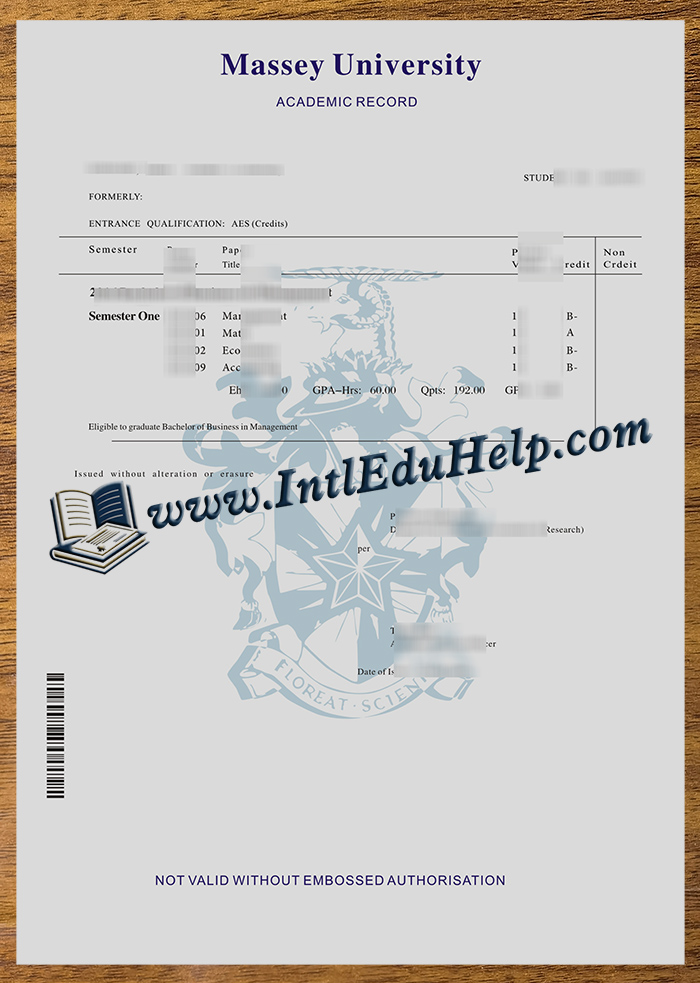 Massey University transcript
