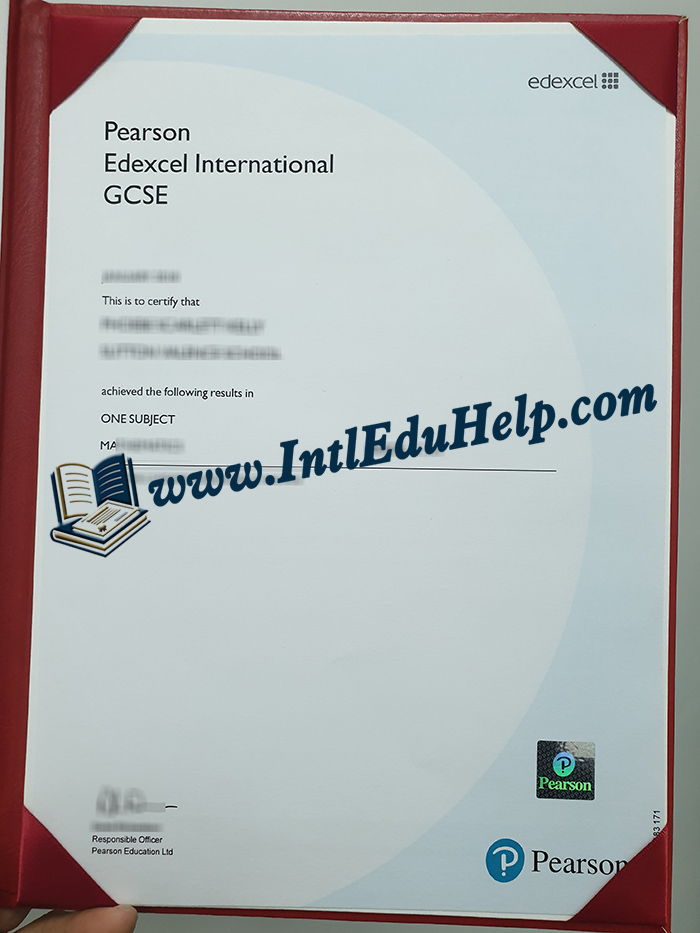 Pearson Edexcel International GCSE certificate