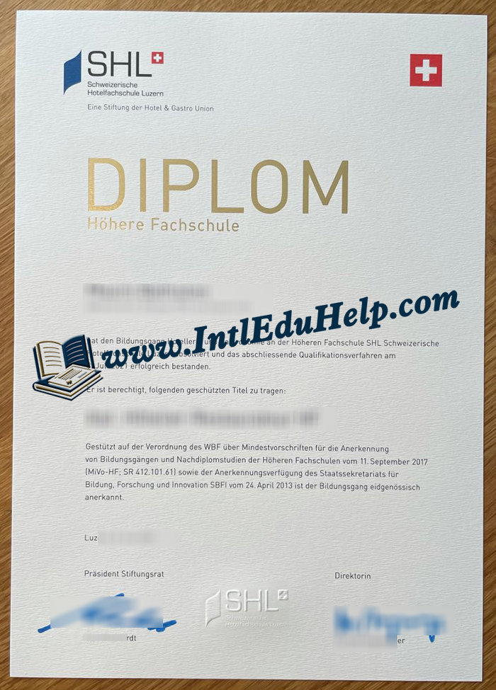 SHL Schweizerische Hotelfachschule Luzern diploma
