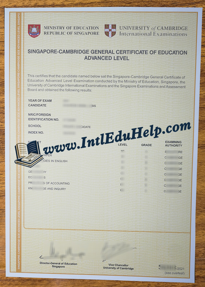 Singapore‑Cambridge GCE A‑Level certificate