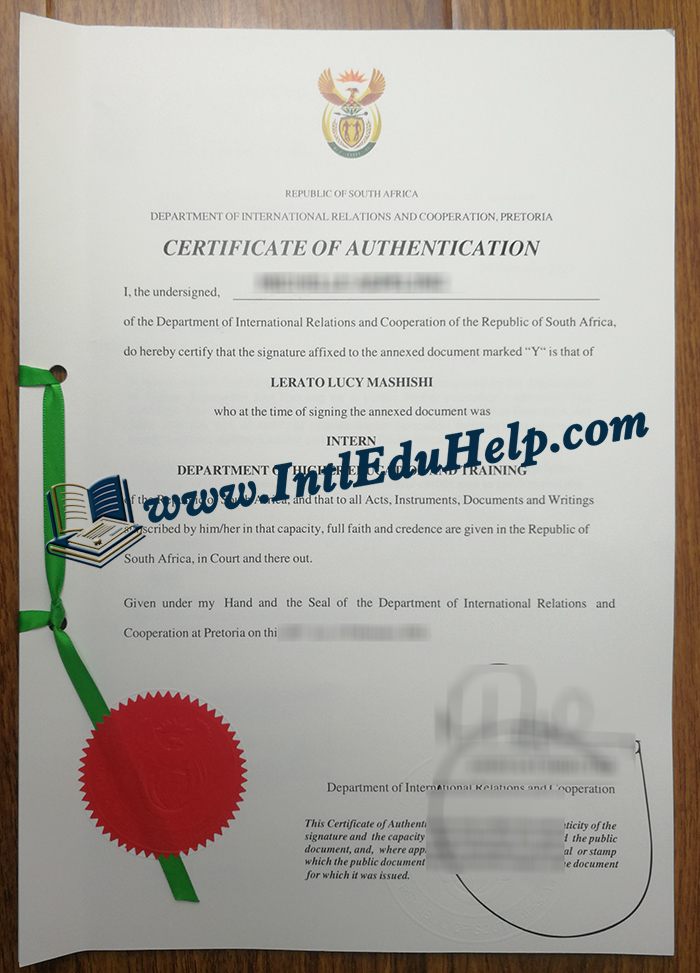 South Africa DIRCO certificate