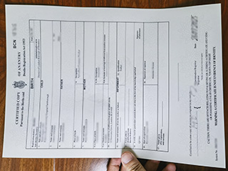UK Birth certification