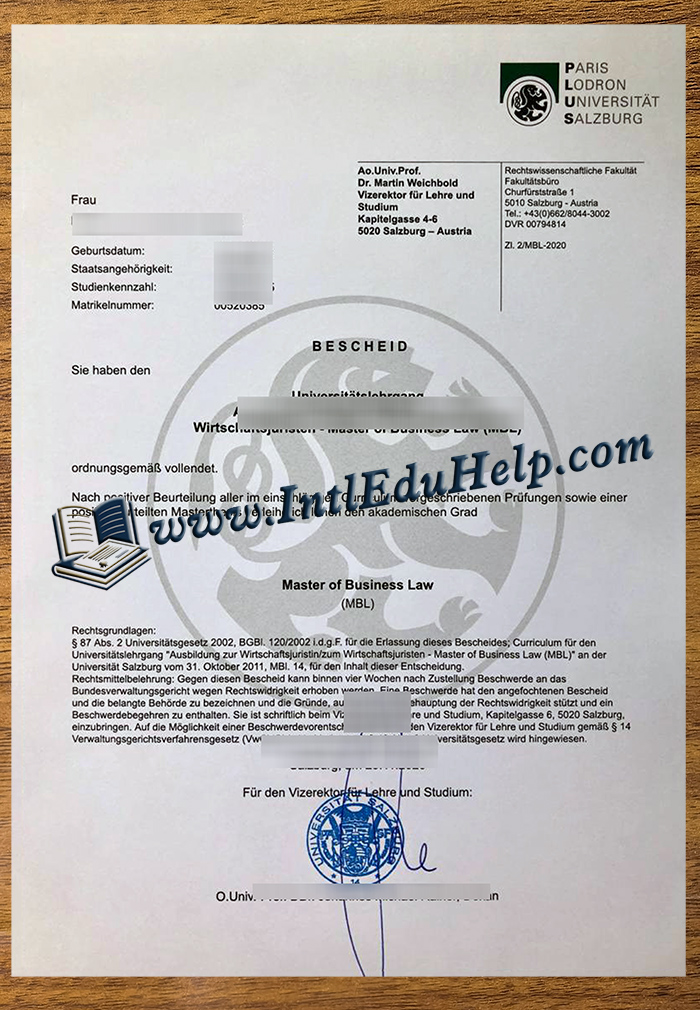Universität Salzburg diploma