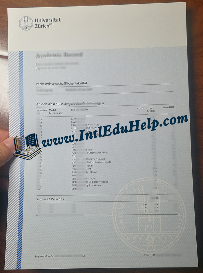 University of Zurich transcript