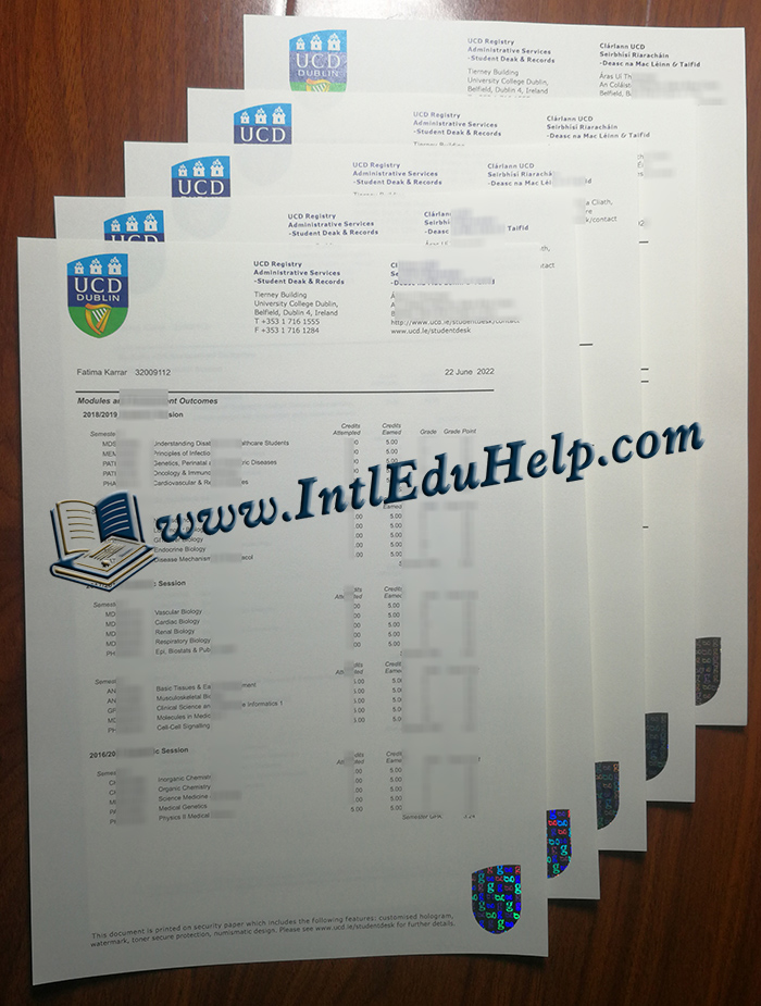 University College Dublin transcript