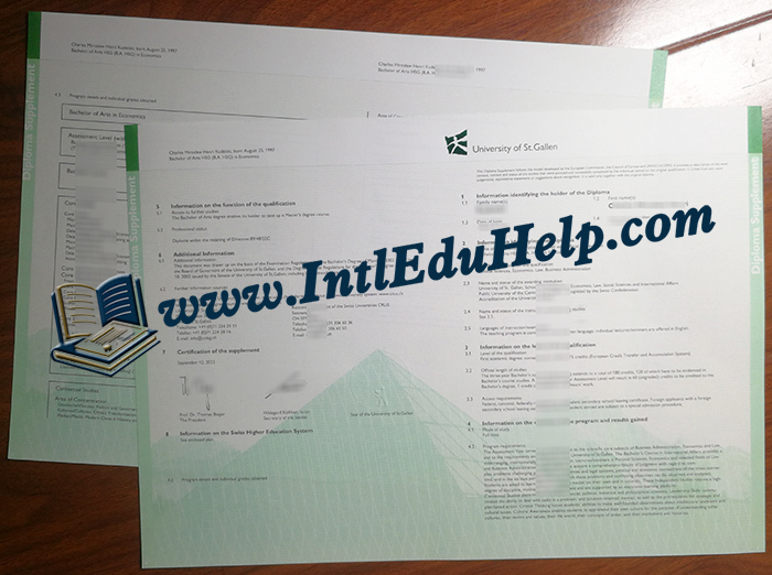 University of St. Gallen transcript