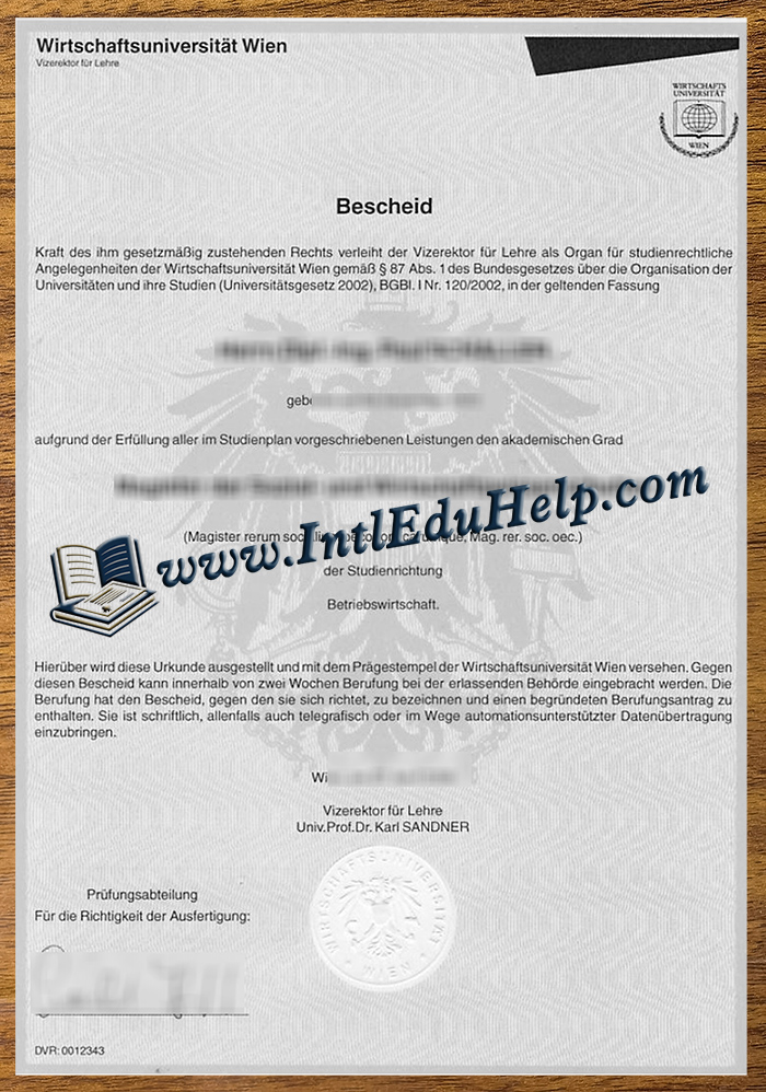 Wirtschaftsuniversität Wien diploma