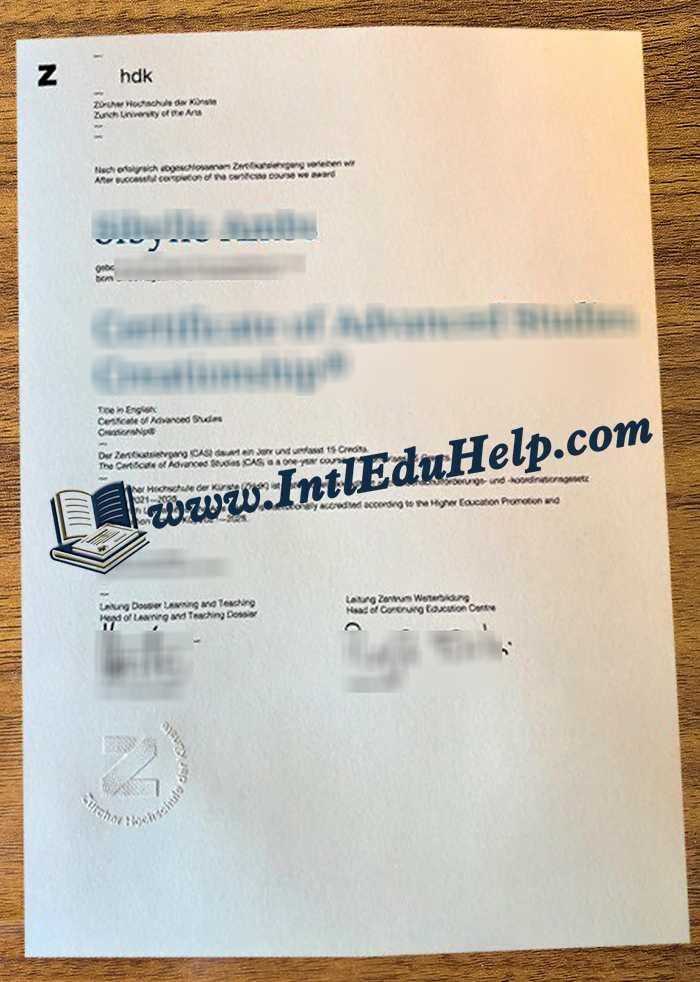 Zürcher Hochschule der Künste diploma