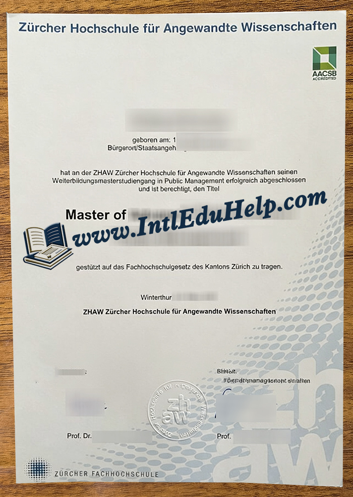 Zürcher Hochschule für Angewandte Wissenschaften diploma