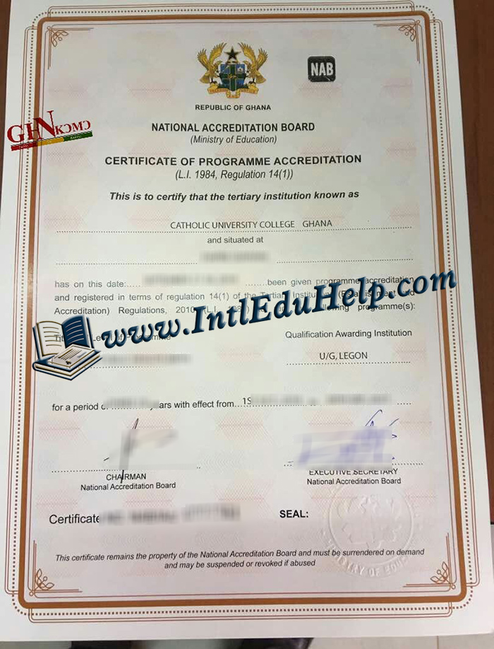 Catholic University of Ghana diploma
