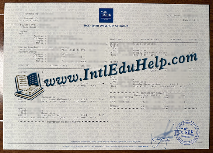 Holy Spirit University of Kaslik transcript