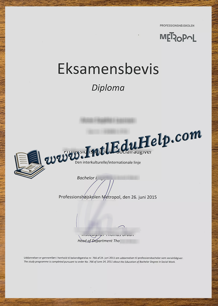 Professionshøjskole Metropol diploma